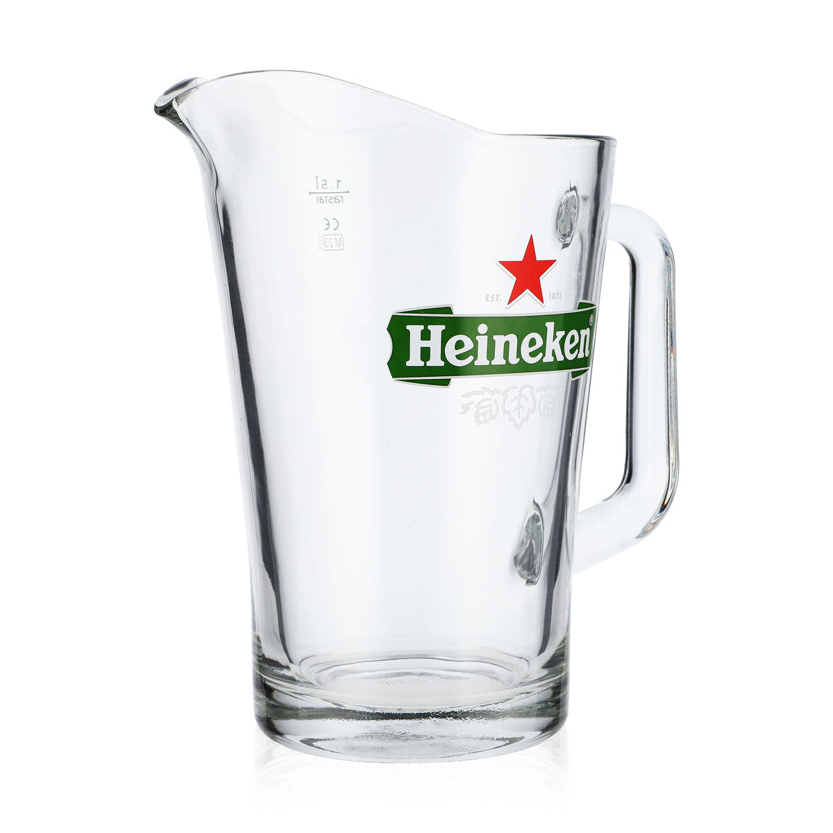 Bière Heineken Verre 1,5 l Carafe Pichet Verre à bière Logo feuille Rastal Lousiana – Vue 2