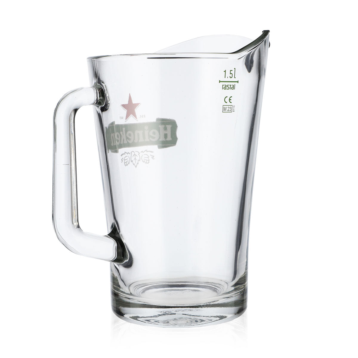 Bière Heineken Verre 1,5 l Carafe Pichet Verre à bière Logo feuille Rastal Lousiana – Vue 3
