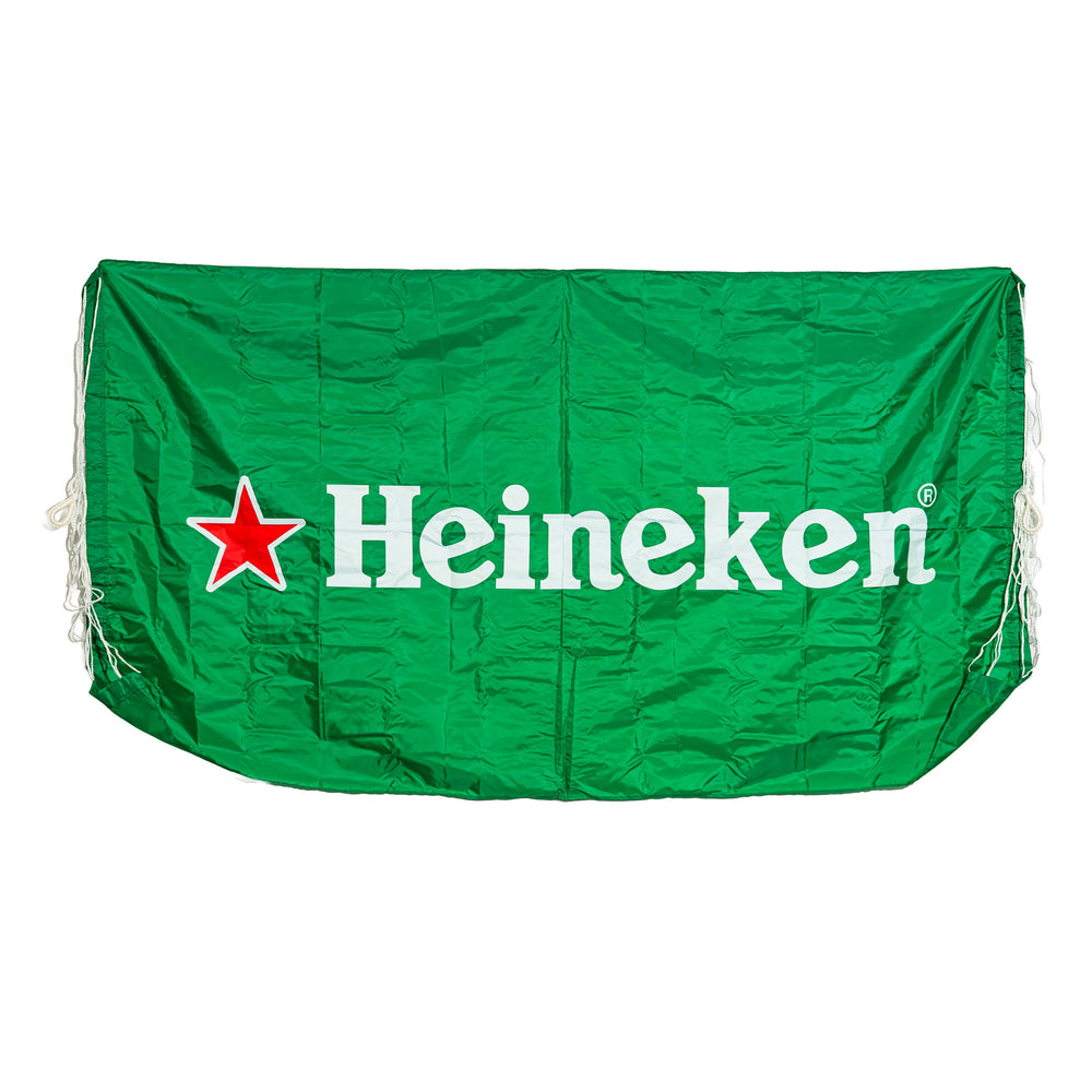 Drapeau Heineken en verre à bière, bannière en polyester vert de 200 x 110 cm, sac de rangement
