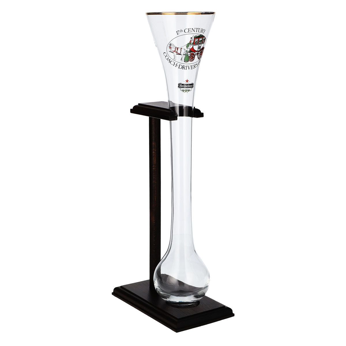 Verre à bière Heineken, verre boule, 0,73 l, soufflé à la bouche, avec support en bois, décoratif – Vue 2