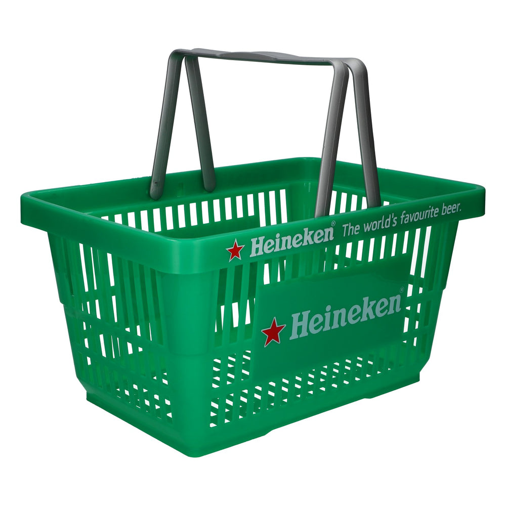 Panier de courses Heineken avec poignées rabattables, vert, en plastique