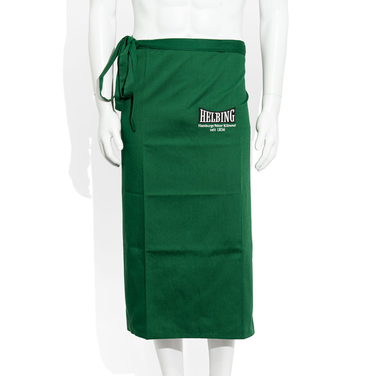 Helbing - Verre à schnaps - Tablier de bistrot long vert en tissu mélangé - Tablier de serveur au cumin