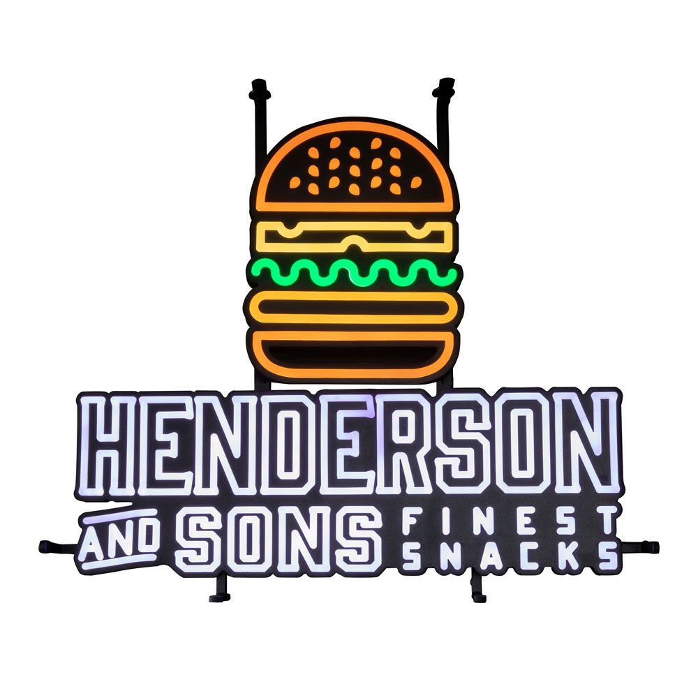 Enseigne lumineuse Henderson LED néon panneau burger d'intérieur dimmable pour bar – Vue 3
