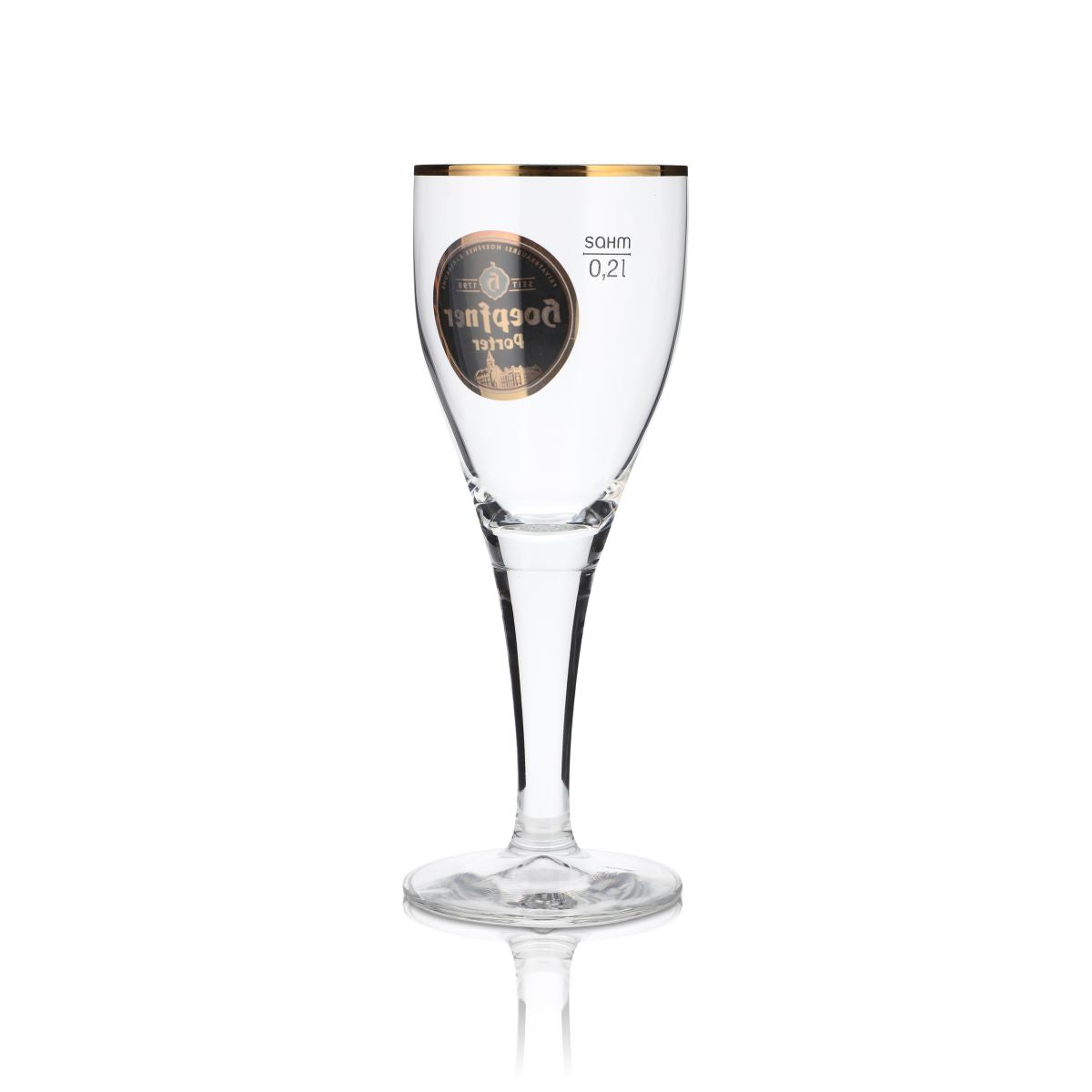 Hoepfner verre à bière 0,2l coupe Porter bord doré tulipe brasserie Kralsruhe Baden – Vue 3