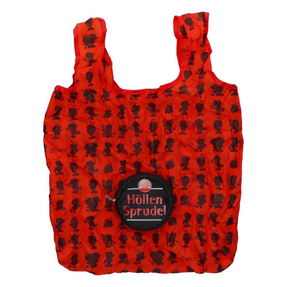 Sac de courses pliable Höllensprudel, sac cabas avec étui, rouge et noir