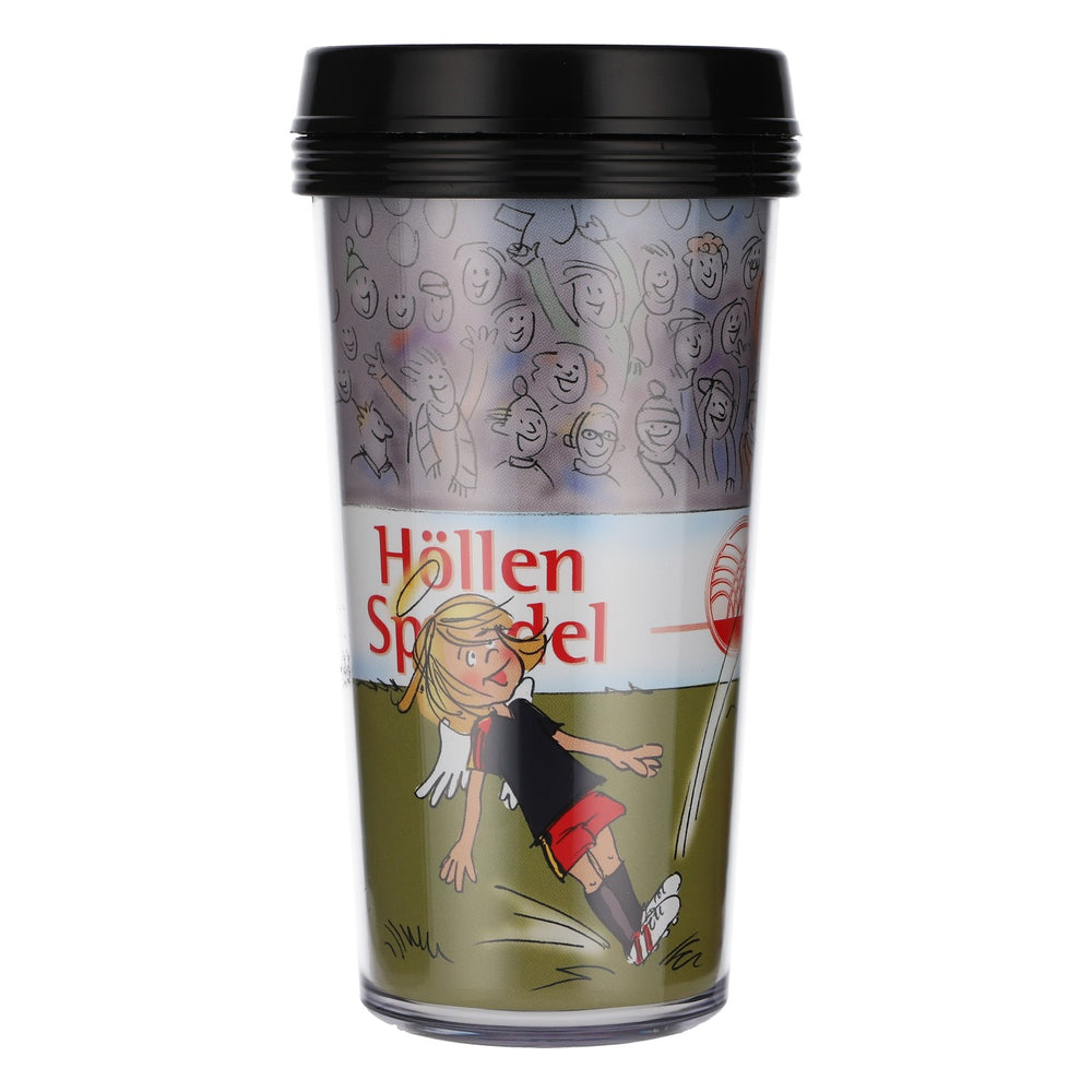 Gobelet isotherme « Höllensprudel » avec couvercle, 0,5 l, réutilisable, motif football