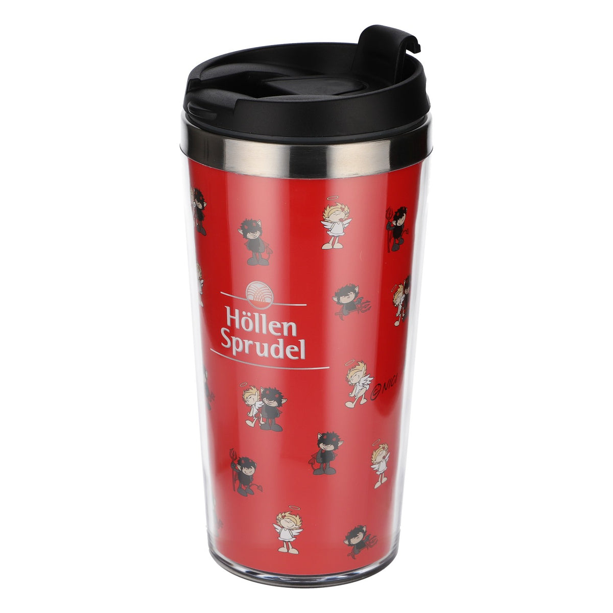 Gobelet isotherme « Höllensprudel » avec couvercle, 0,5 l, réutilisable, motif rouge – Vue 3