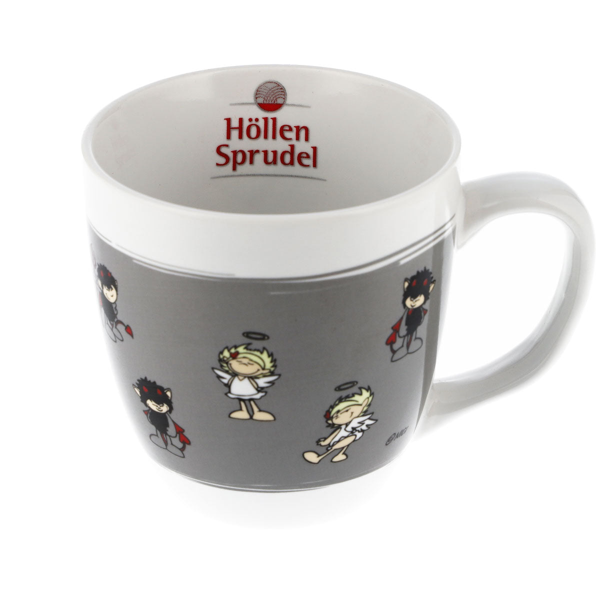 Verre à eau « Höllensprudel » 0,3 l, tasse à café « Devil & Angel » grise en céramique – Vue 5