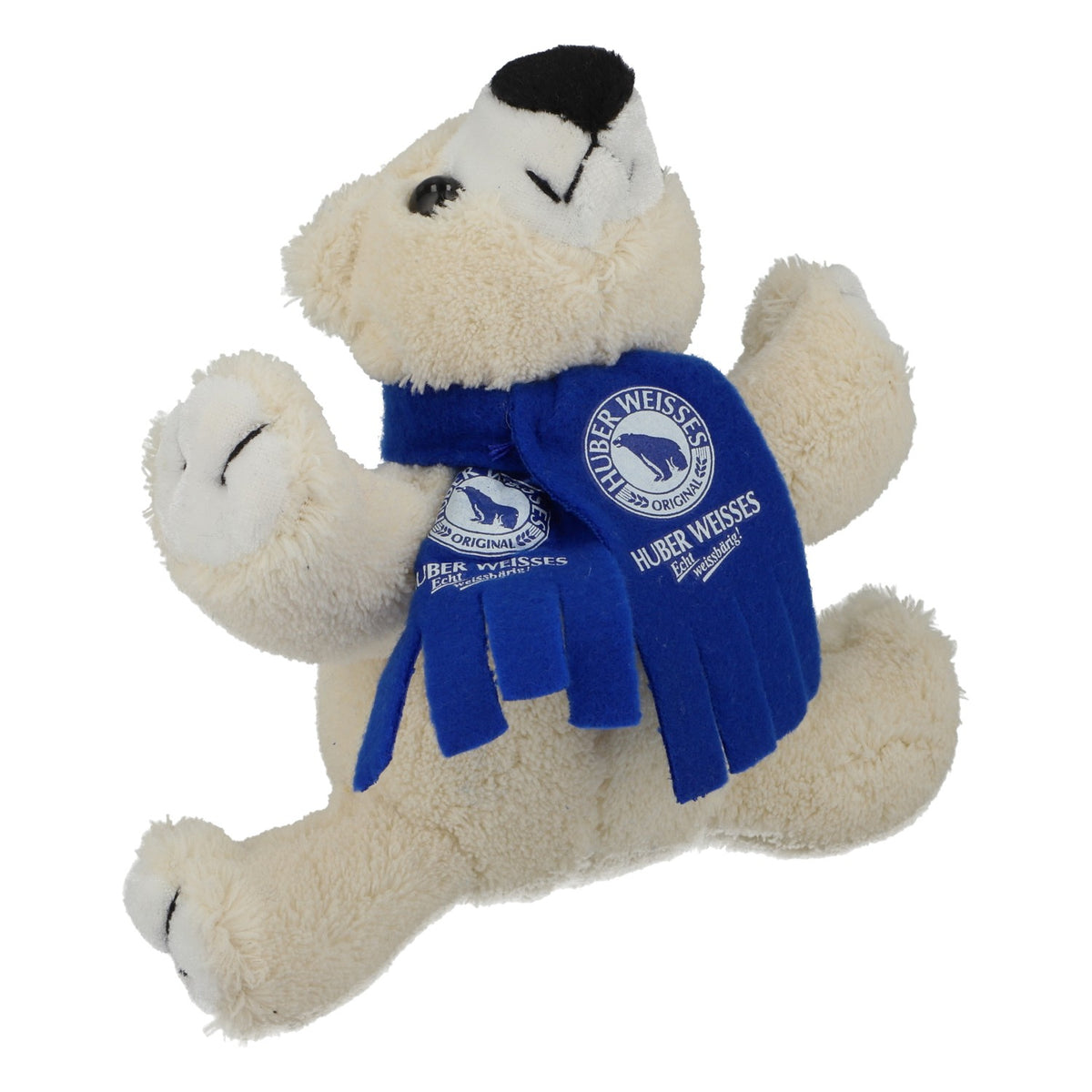 Peluche Huber Weisse « Eisbär » (ours polaire) – Figurine à câliner – Produit officiel pour les fans de bière