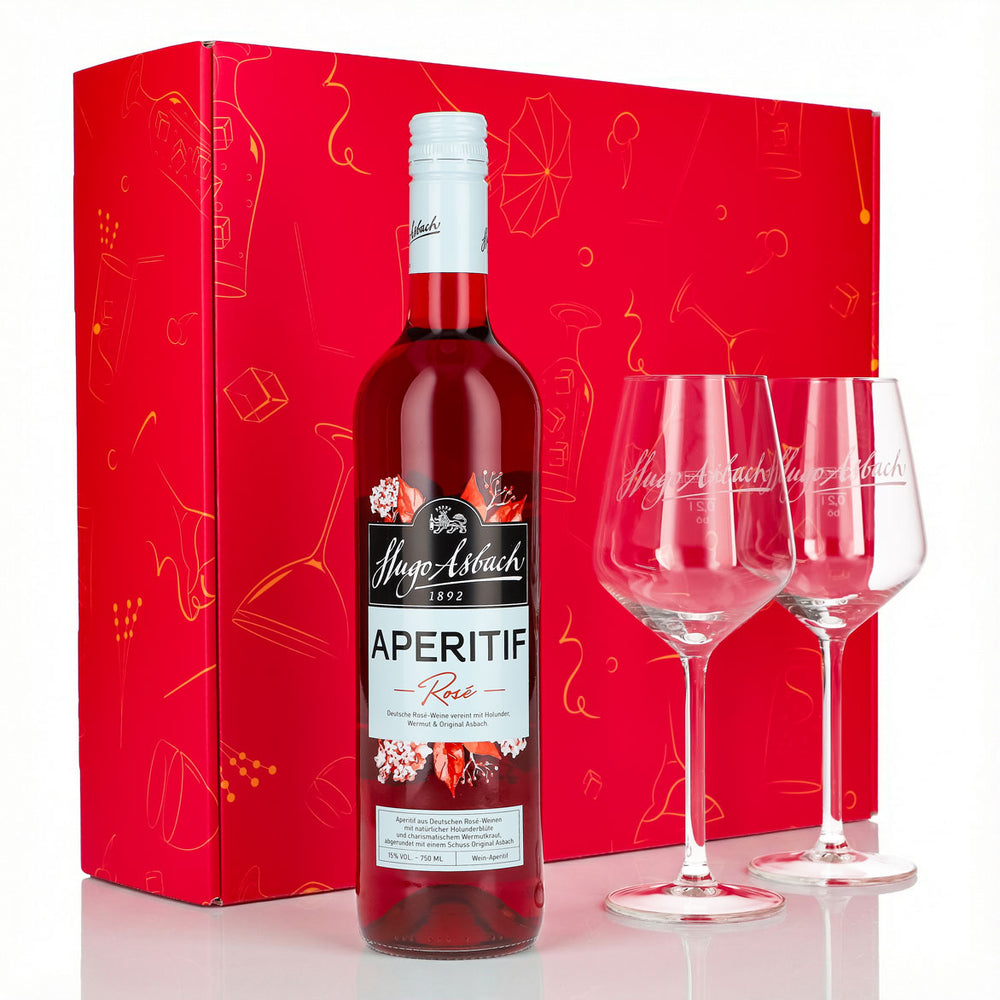 Coffret cadeau Hugo Asbach Apéritif 0,75 l 15 % + verre ballon Spritz I Pink