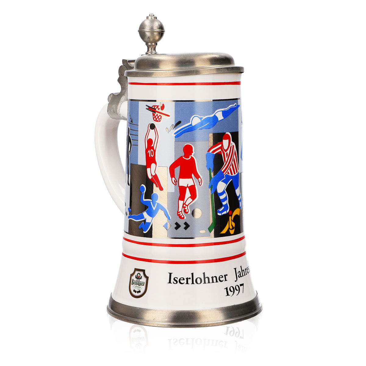 Verre à bière Iserlohner Chope annuelle 1997 Chope en grès Seidel Couvercle en étain 0,65 l Chope – Vue 2