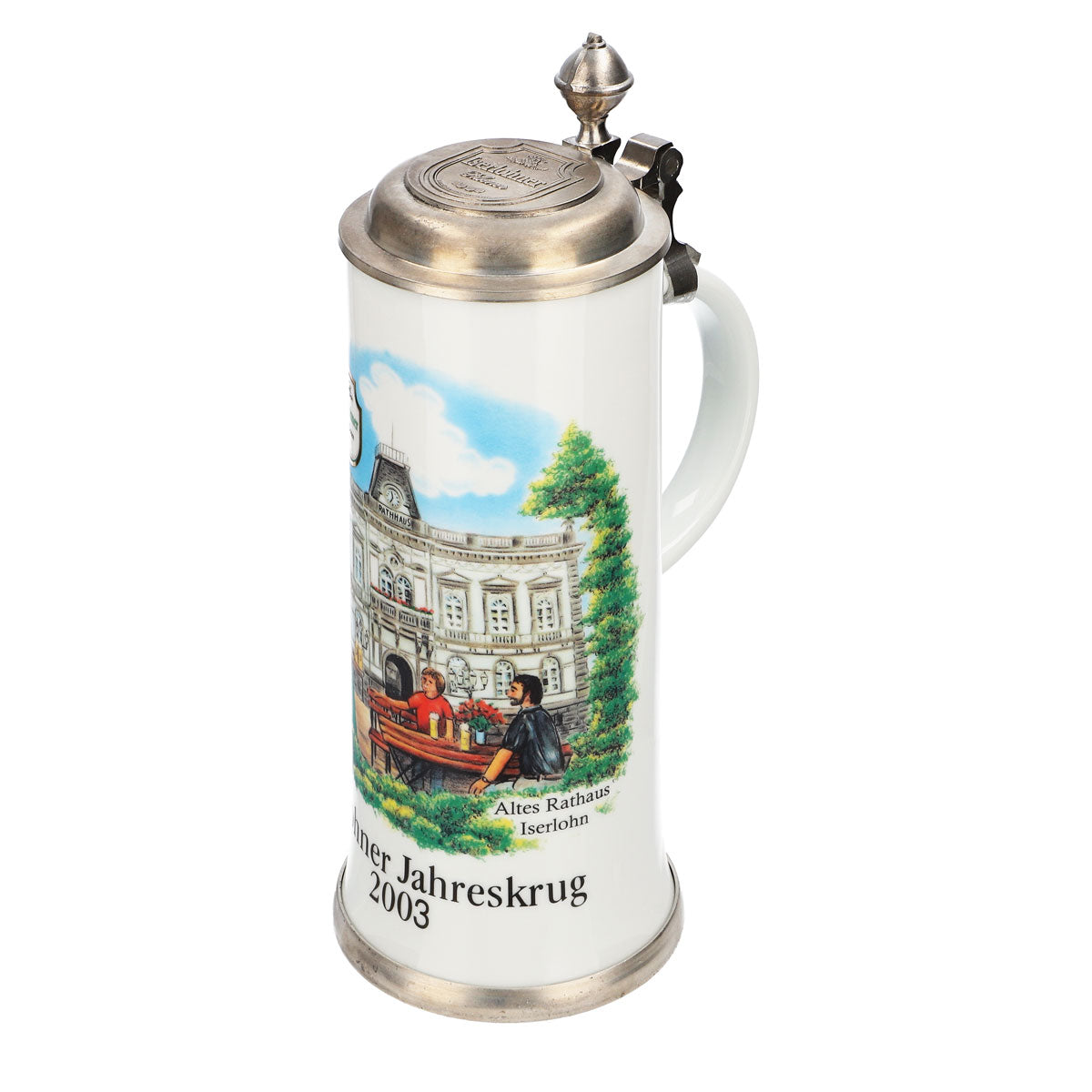 Verre à bière Iserlohner Chope annuelle 2003 Chope en grès Couvercle en étain 0,88 l Chope – Vue 6