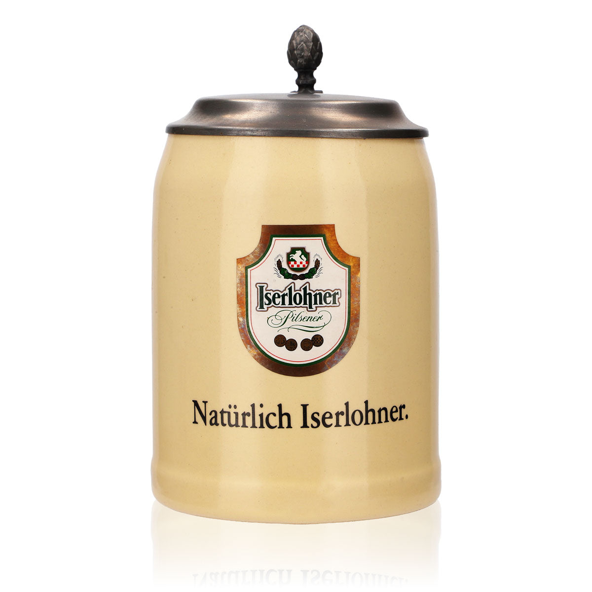 Verre à bière Iserlohner, chope en grès avec couvercle en étain, 0,63 l, chope « Natürlich Iserloh »