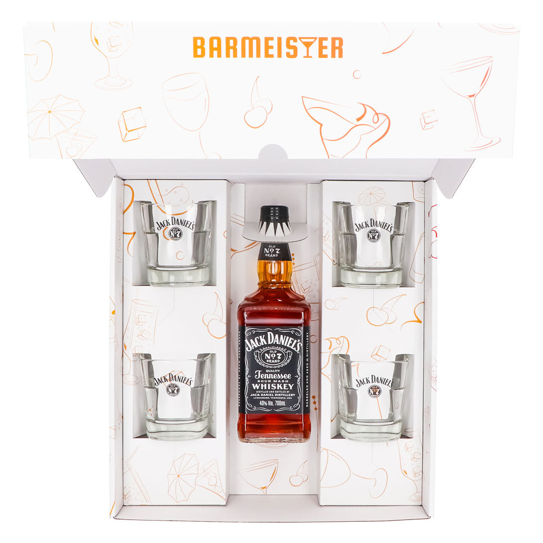 Jack Daniels Geschenkset 0,7l Flasche 40,0 % Vol. + Tumbler stapelbar–Weiß – Ansicht 5
