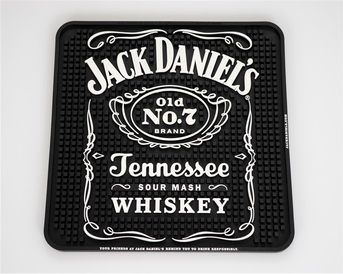 Jack Daniels Whisky Tapis de bar Tapis égouttoir Accessoires de bar noir 4 coins
