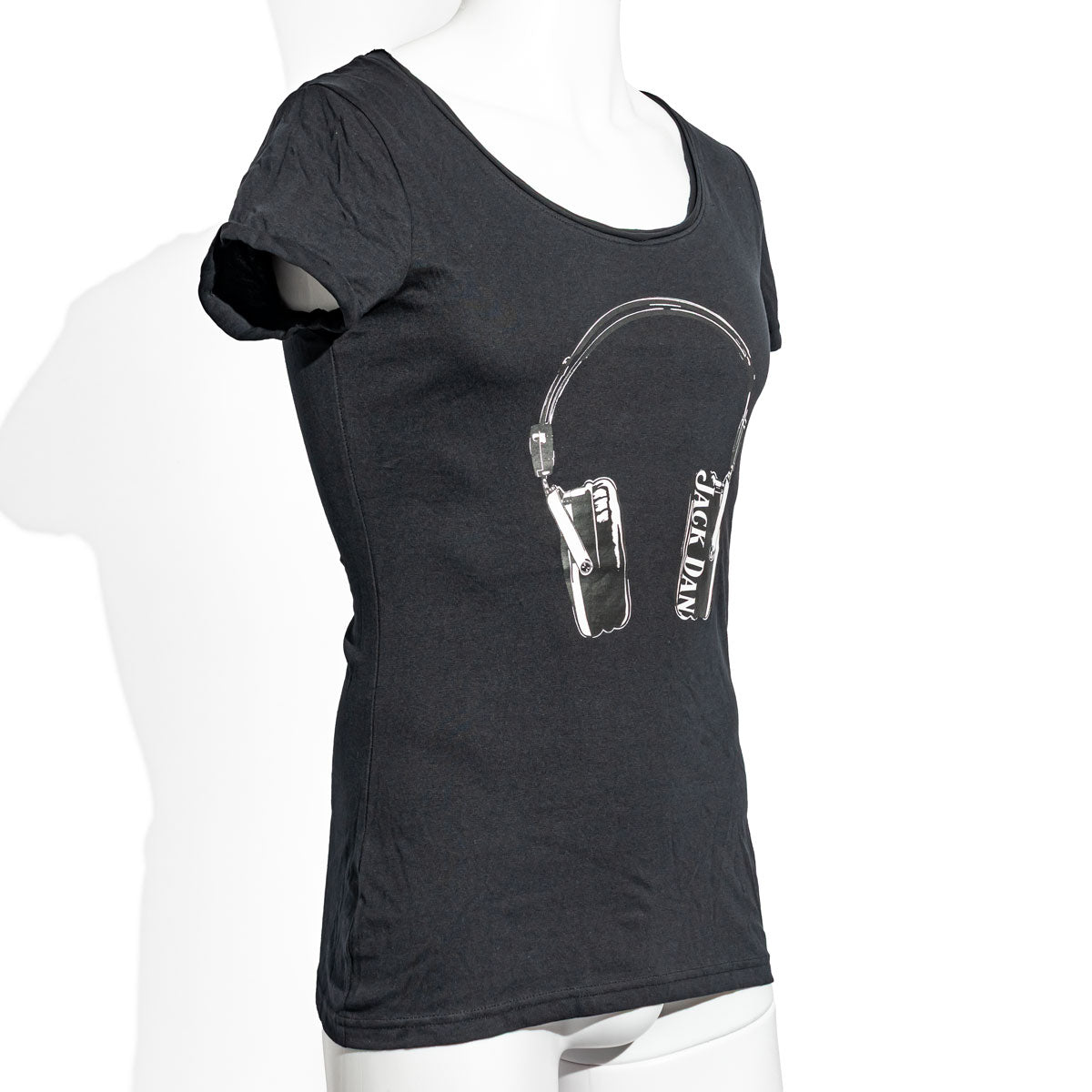 T-shirt Girly Jack Daniels Whisky Rocks Headphone logo blanc No7 taille M – Vue 2