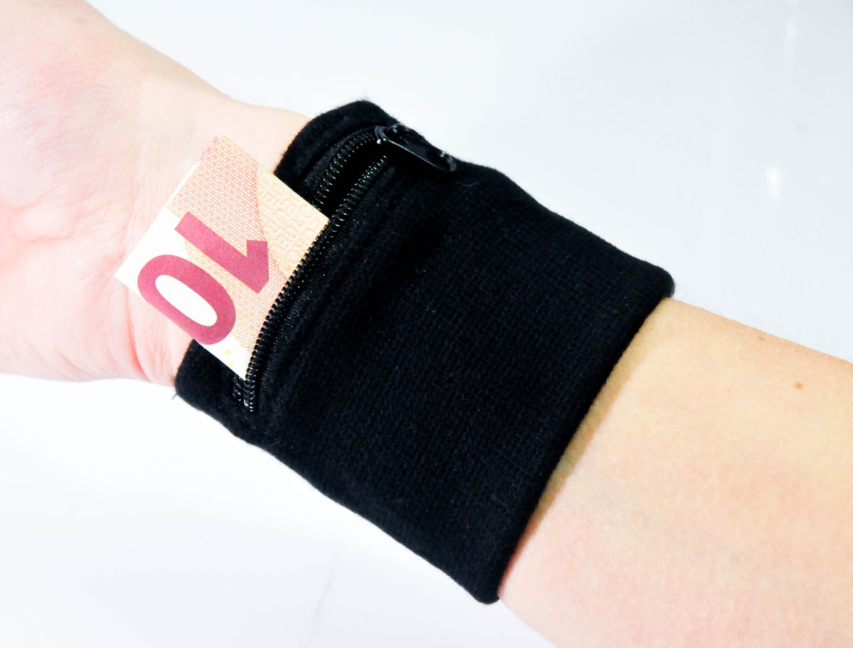 Bracelet sweatband Jack Daniels Whisky noir avec compartiment pour billets – Vue 2