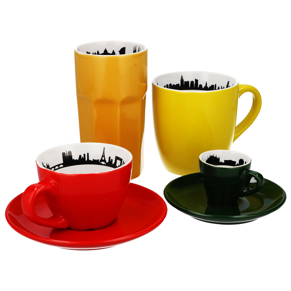 Ensemble de tasses en verre Jacobs Kaffee, motif « Pays du monde », design international, tasses en céramique