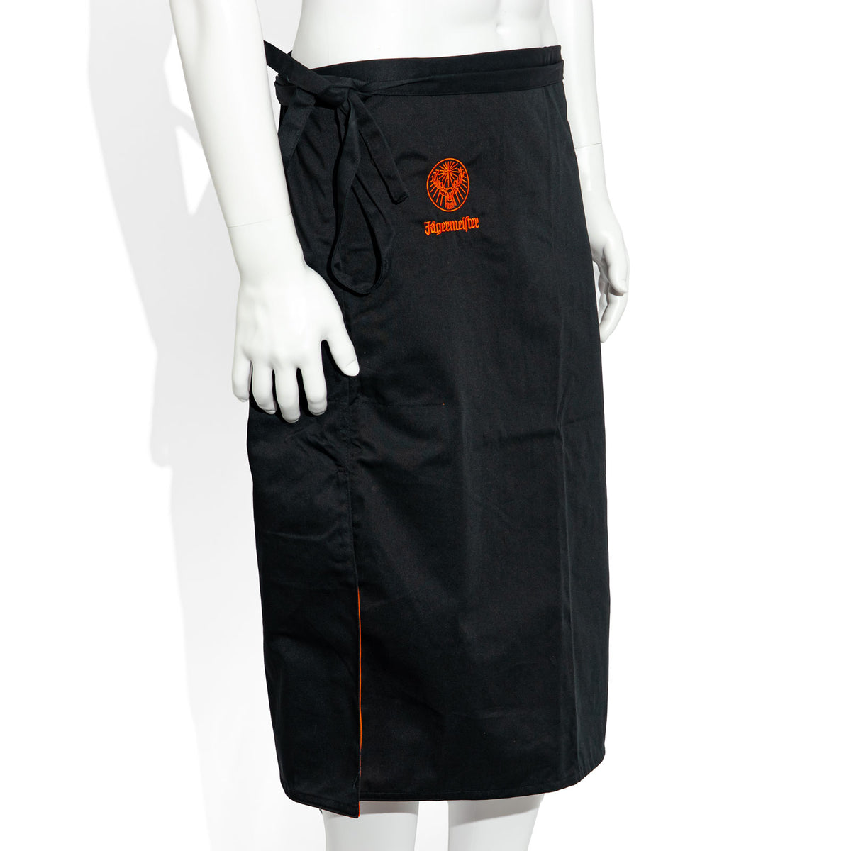 Tablier de bistrot long à rayures orange avec logo « Jägermeister » sur un verre de liqueur – Vue 2
