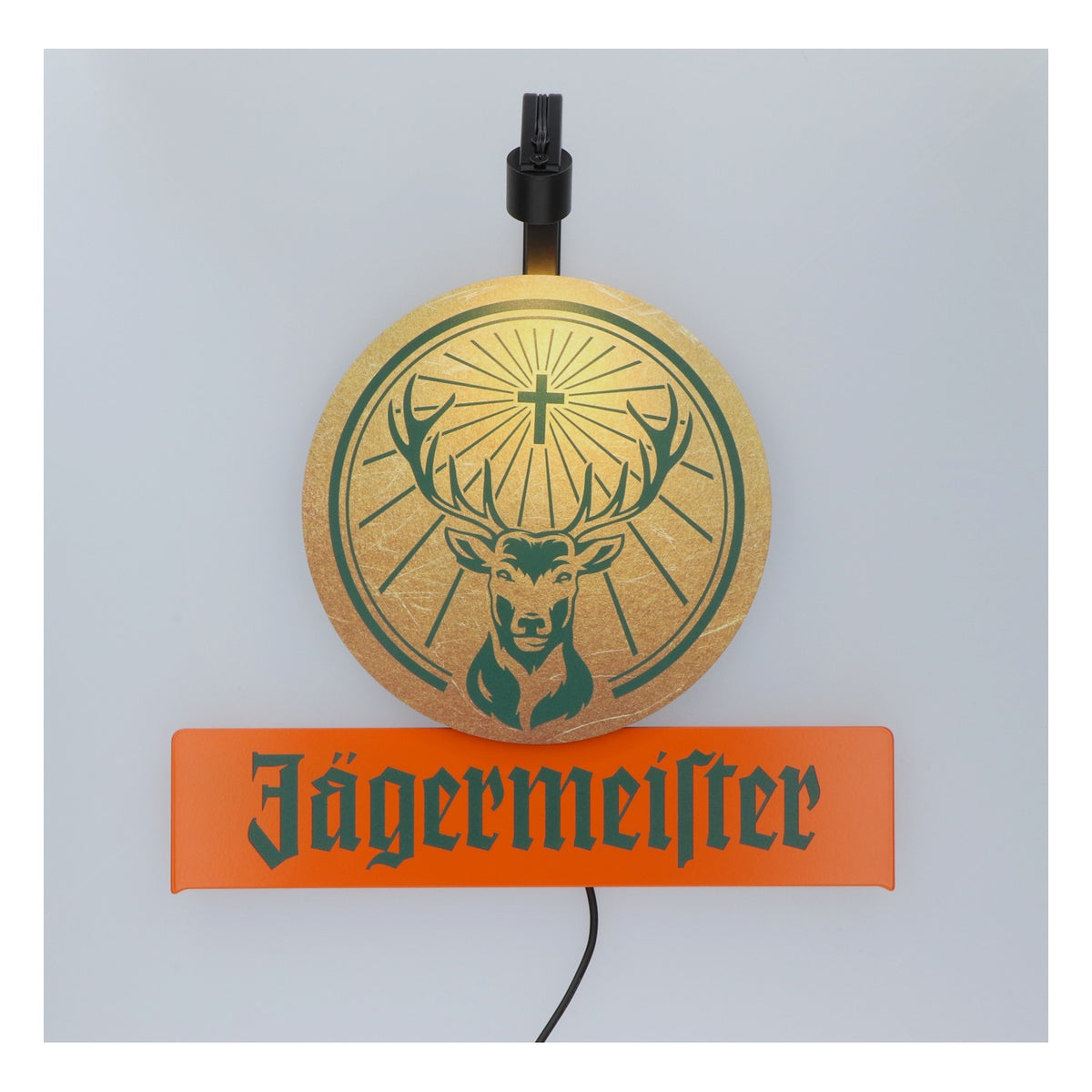 Enseigne lumineuse LED Jägermeister Liquor avec bloc d'alimentation et présentoir mural – Vue 2