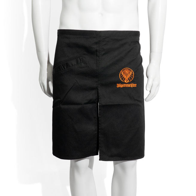 Tablier Jägermeister Bistro court noir Fente à l'arrière Poche intérieure env. 48 cm