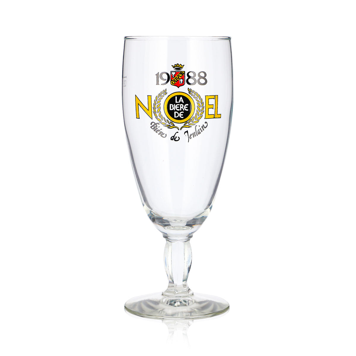 Verre à bière Jenlain, coupe 0,25 l, forme tulipe « Noël 1988 », pied carré – Vue 2