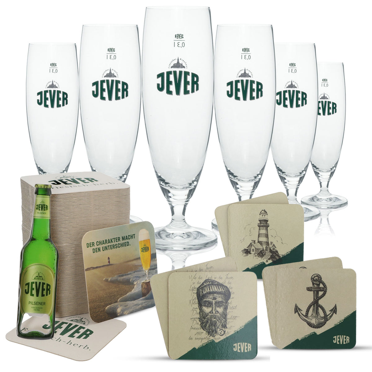 Ensemble Jever Beer Bar composé de verres à bière, d'un set d'ouvre-bouteilles et de sous-bocks