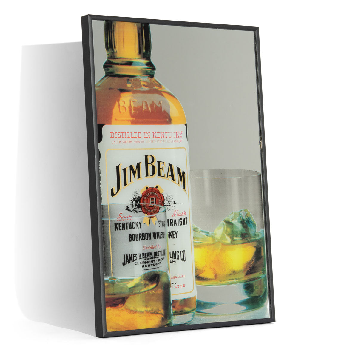 Miroir publicitaire Jim Beam Whiskey Accessoires de bar Décoration murale Cadre noir