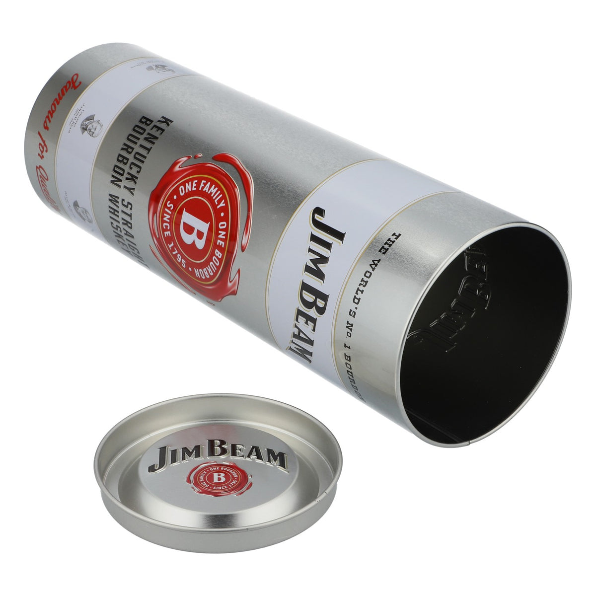 Jim Beam Whisky Boîte en métal Décoration ronde Argent – Vue 4