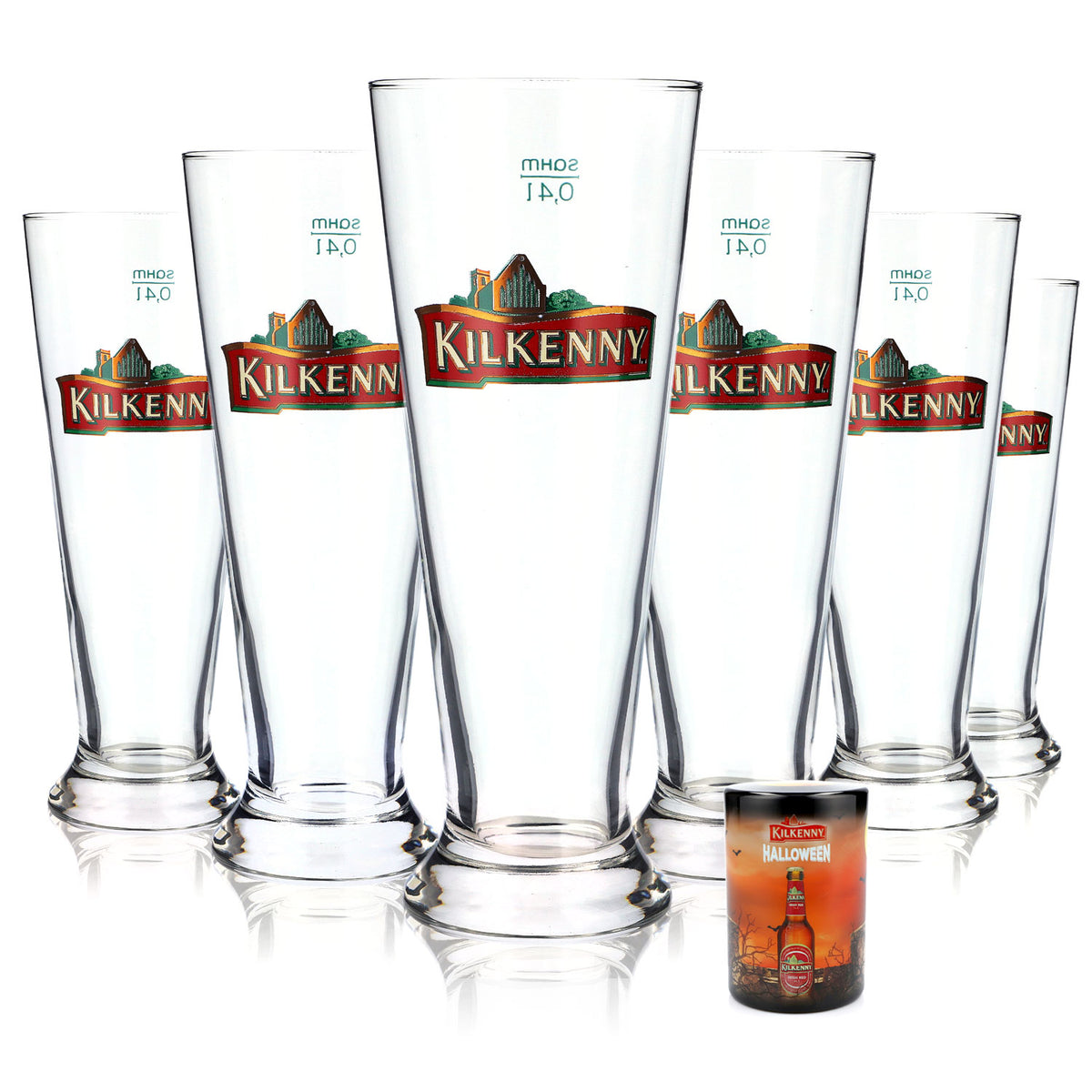 Ensemble Kilkenny Beer Bar composé de 6 verres à bière 0,4 l et d'un décapsuleur Push Up