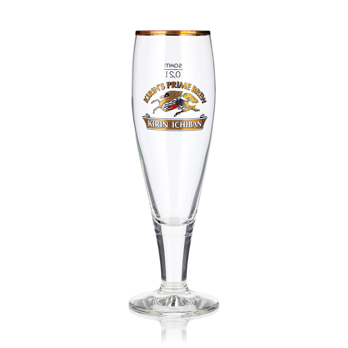 Verre à bière Kirin Ichiban 0,2 l, forme coupe, bord doré, Kirin's Prime Brew Sahm