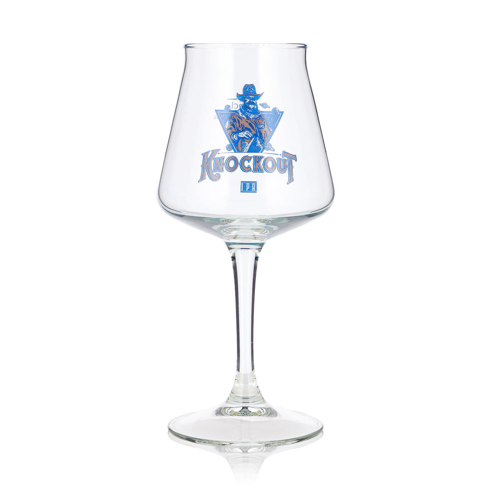 Verre à bière Knockout 0,25 l, forme tulipe, motif « Cowboy bleu », verre de dégustation, verre à bière, verre à pied