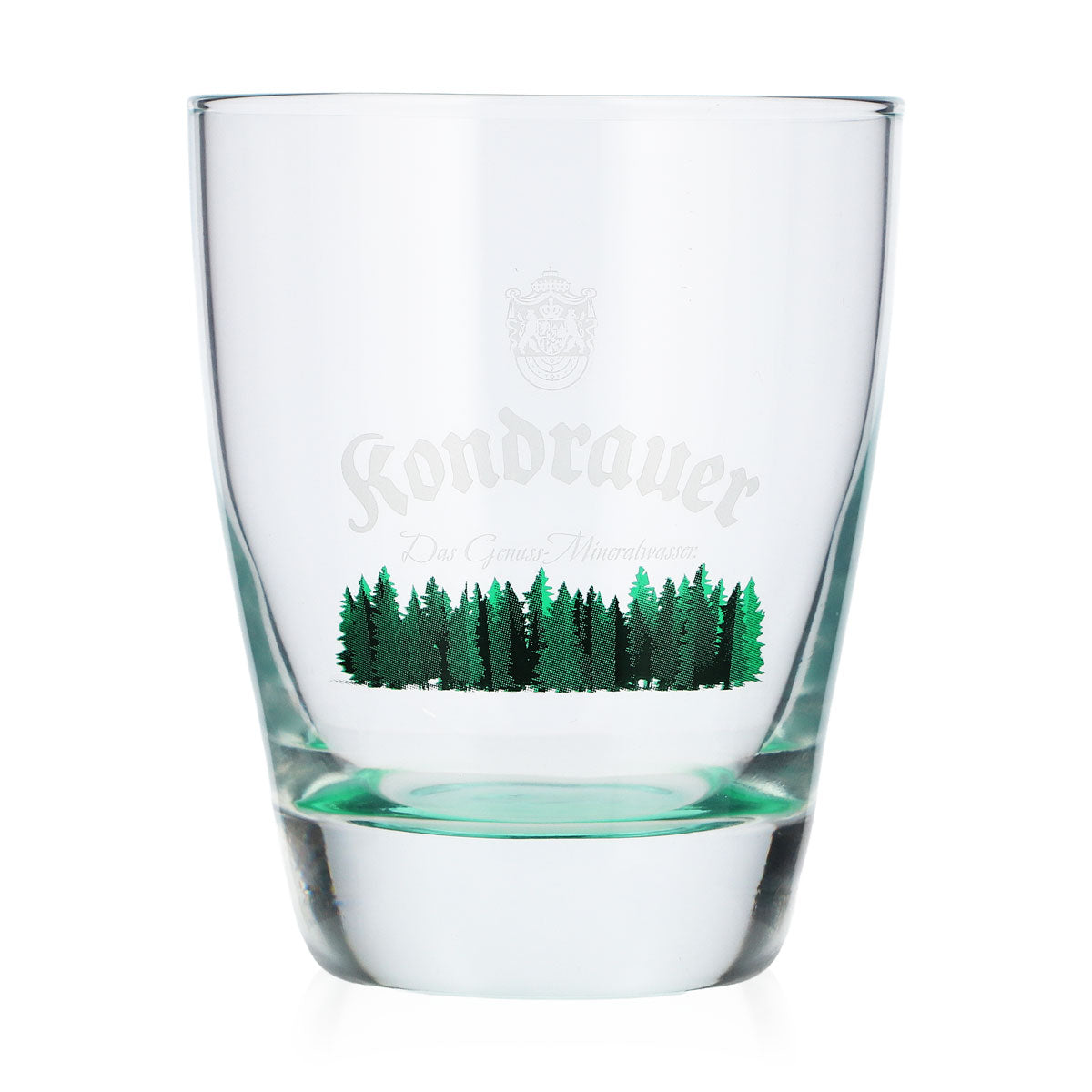 Verre à eau Kondrauer 0,26 l, fond vert, arbres verts, verre de collection