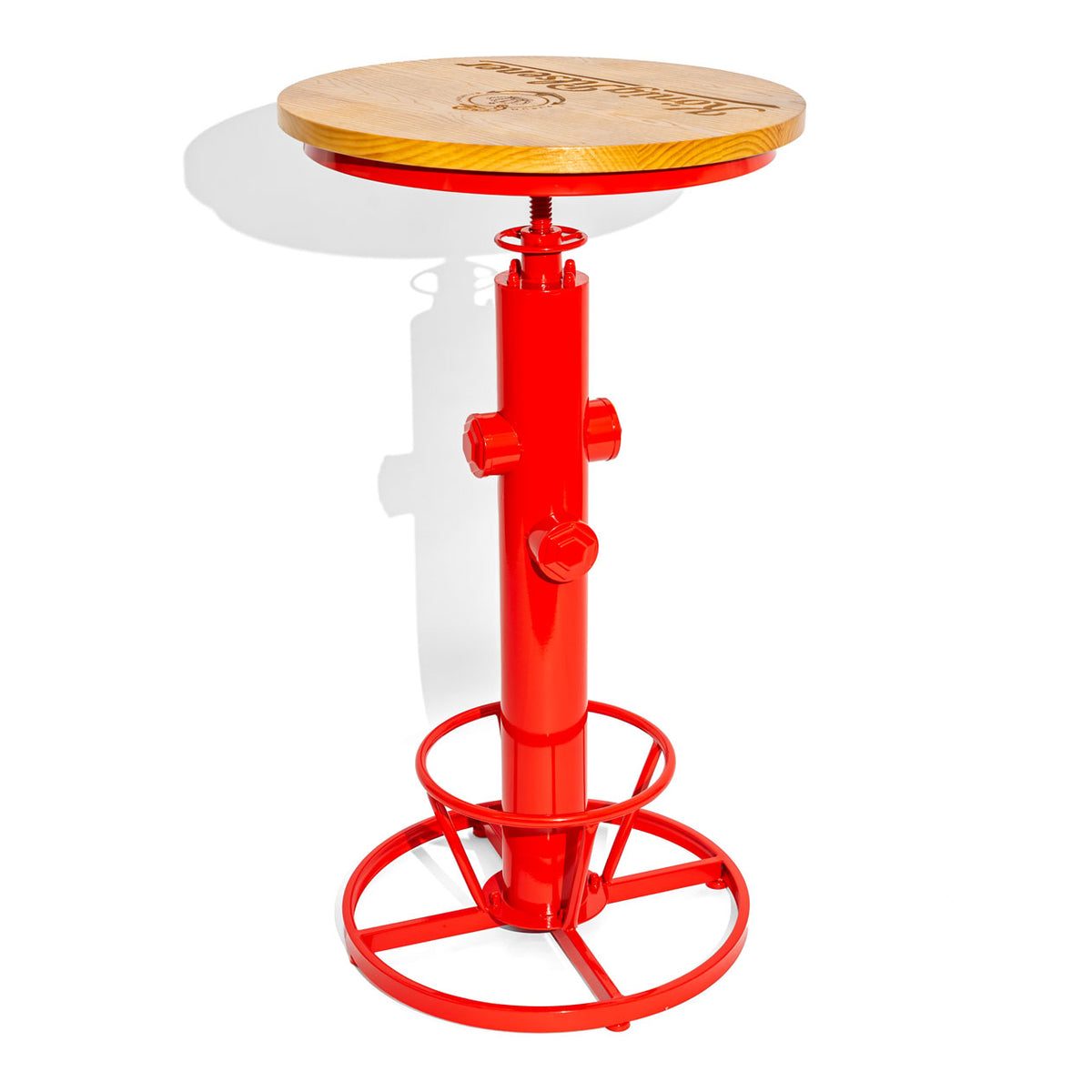 Table haute König Pilsener Table de bistrot Massive Entièrement métallique Plateau en bois Rouge Ronde – Vue 2