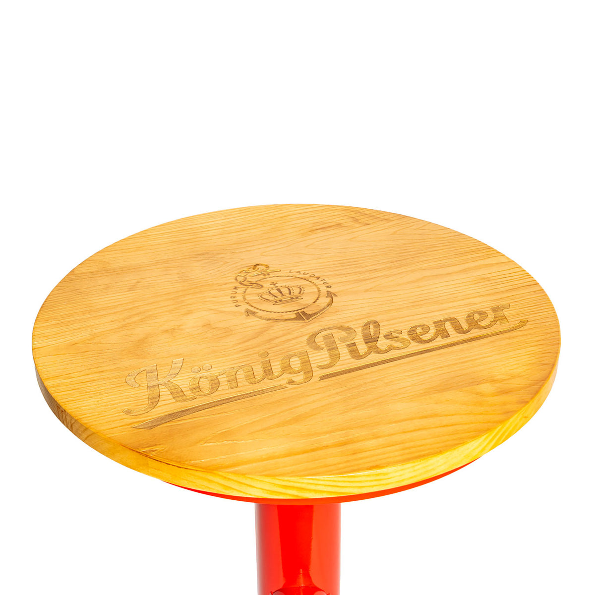 Table haute König Pilsener Table de bistrot Massive Entièrement métallique Plateau en bois Rouge Ronde – Vue 5