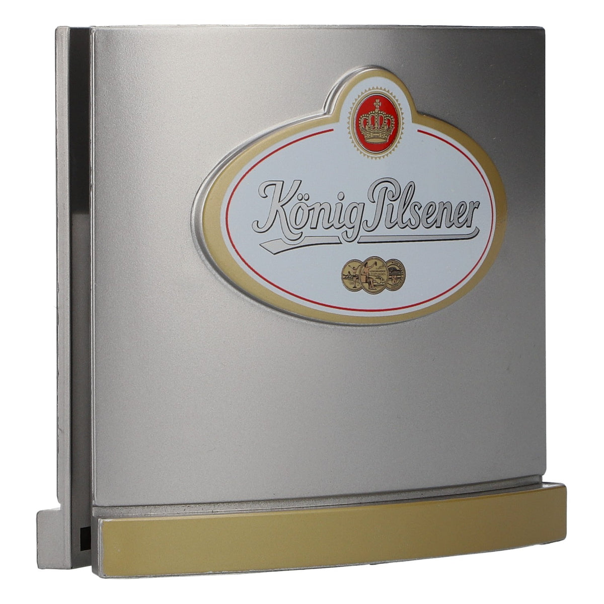 Présentoir de table pour bière König Pilsener, porte-menu, argenté, neuf, en plastique