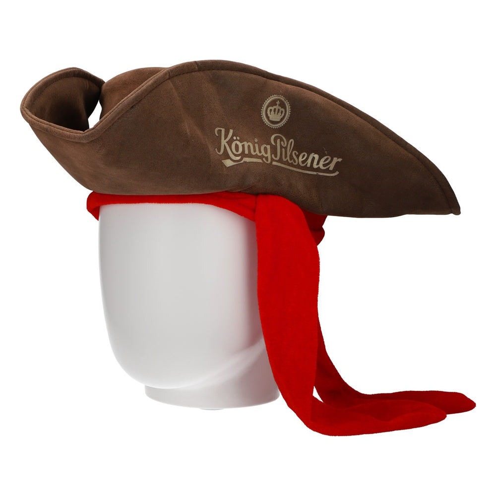 Chapeau de pirate König Pilsener, aspect cuir marron, article pour fans, fête à thème bière