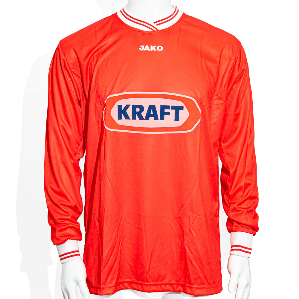 T-shirt de sport Kraft Jako à manches longues, taille M/L, numéro 3 dans le dos, rouge