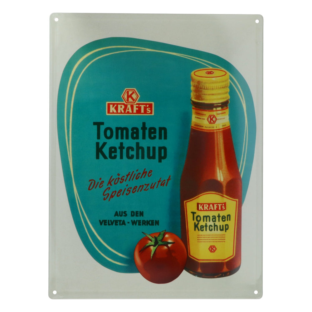 Kraft Lebensmittel Plaque métallique Décoration murale Ketchup à la tomate blanc rétro