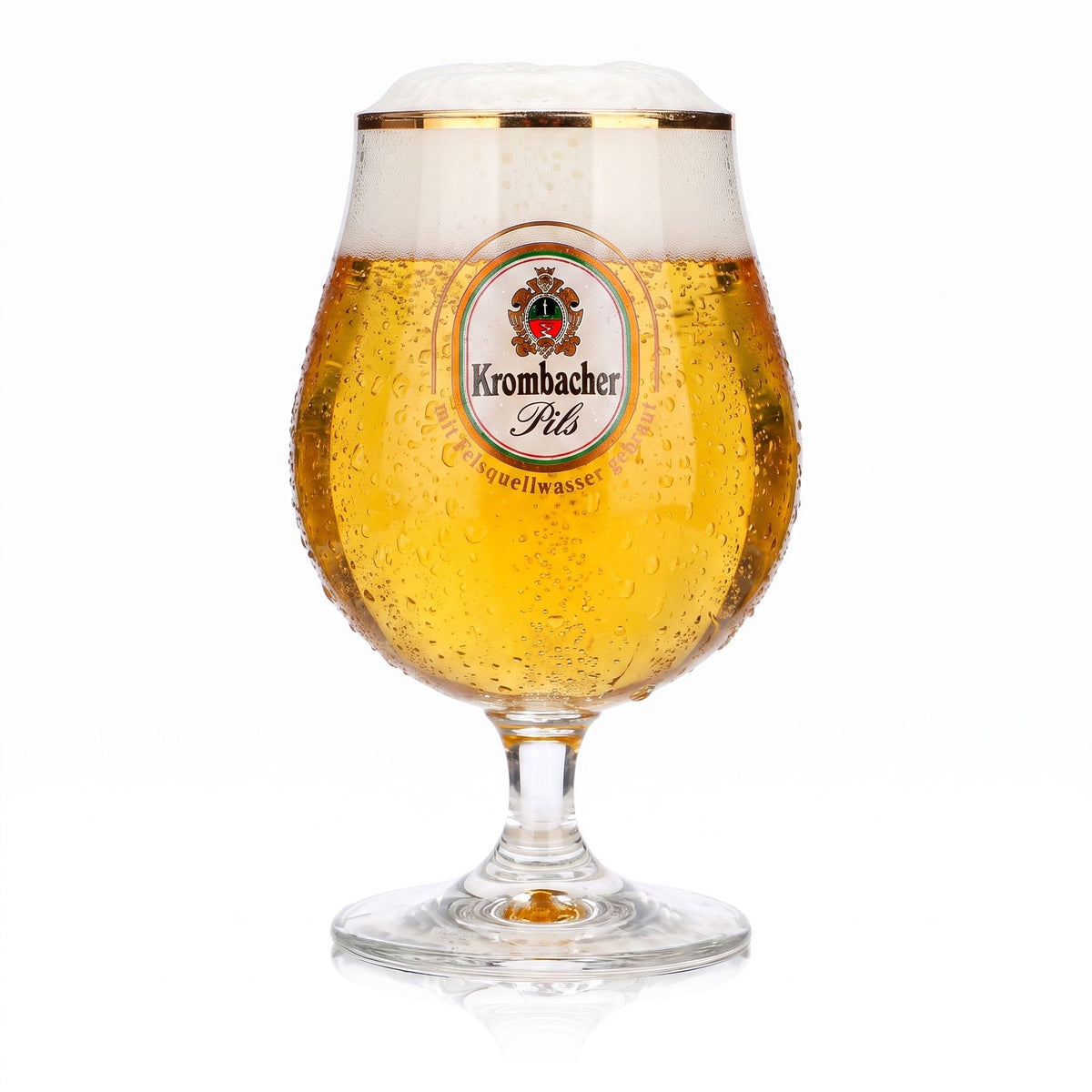 Verre à bière Krombacher 0,4 l, forme tulipe, Krombacher Pils, bord doré, verre à bière en forme de coupe