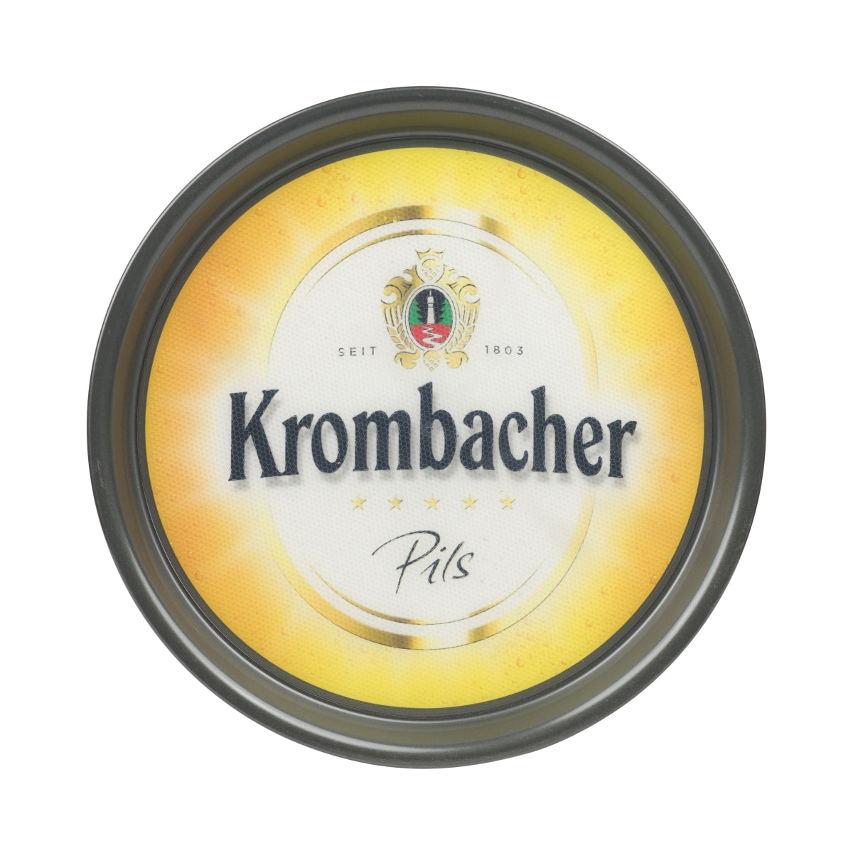Plateau à bière Krombacher 37 cm en plastique antidérapant noir avec verres de service Gastro