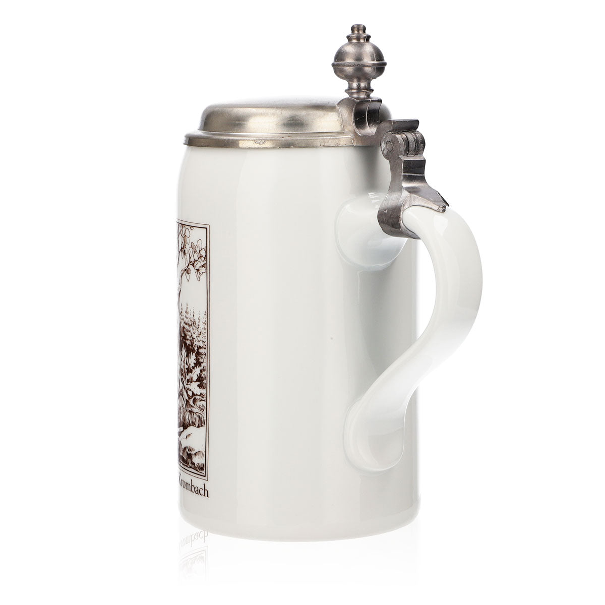 Verre à bière Krombacher Chope annuelle 1985 Chope en grès Couvercle en étain 0,6 l Chope – Vue 4