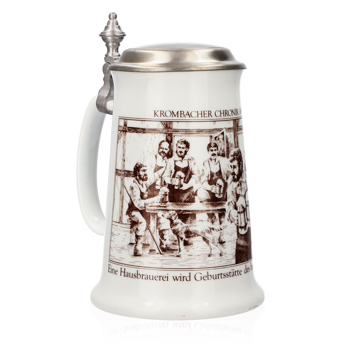 Verre à bière Krombacher Chope annuelle 1987 Chope en grès Couvercle en étain 0,9 l Chope – Vue 2