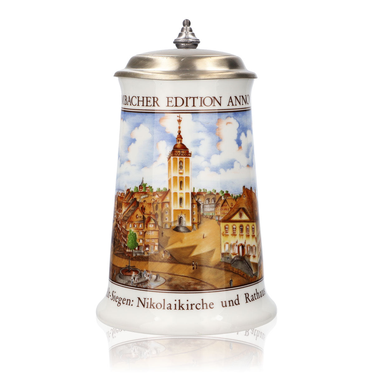 Verre à bière Krombacher Chope annuelle 1990 Chope en grès Seidel Couvercle en étain 0,9 l Chope