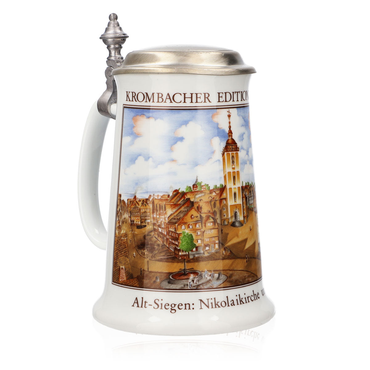 Verre à bière Krombacher Chope annuelle 1990 Chope en grès Seidel Couvercle en étain 0,9 l Chope – Vue 2