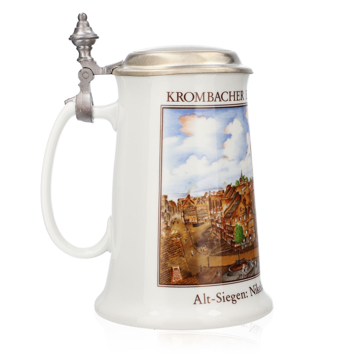 Verre à bière Krombacher Chope annuelle 1990 Chope en grès Seidel Couvercle en étain 0,9 l Chope – Vue 3