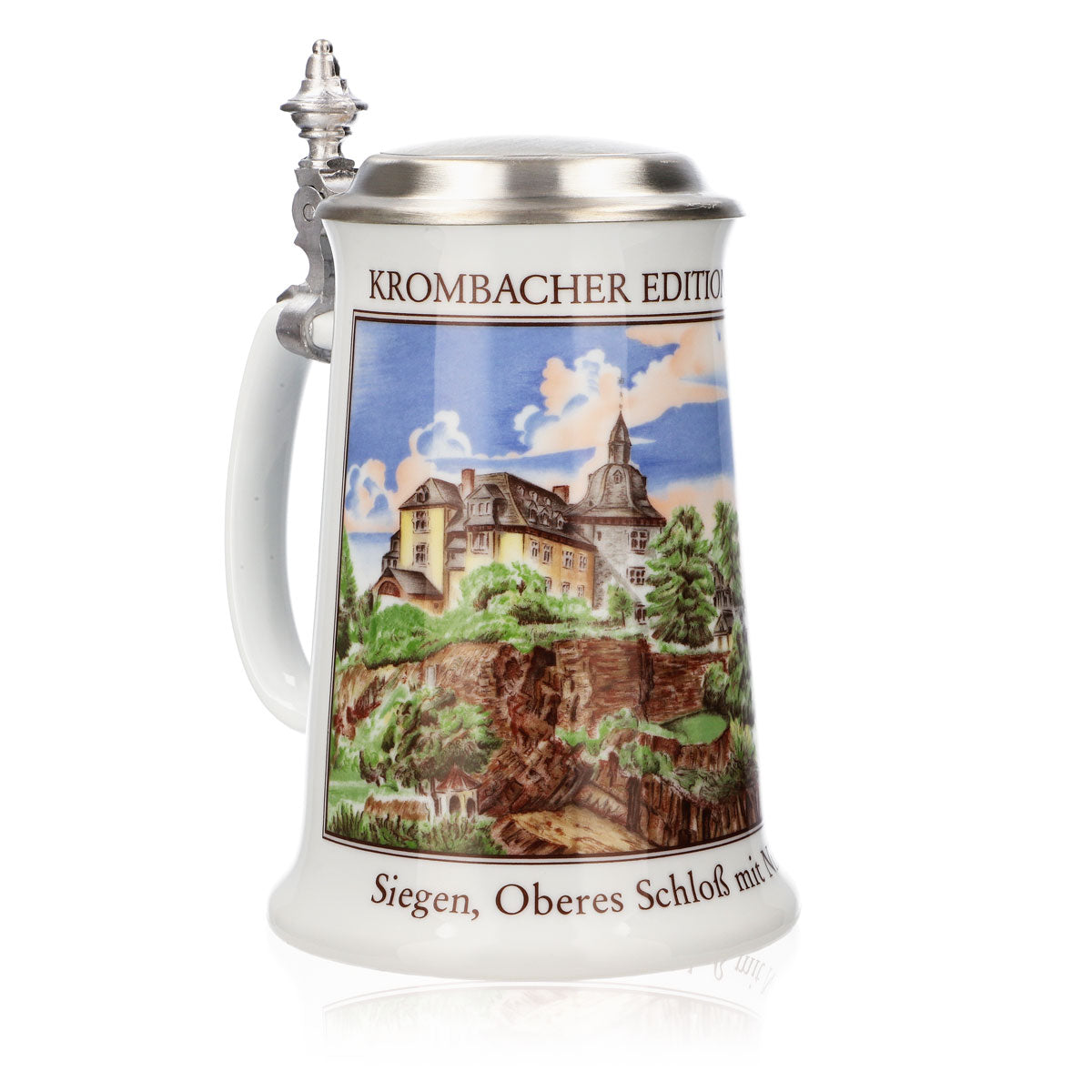 Verre à bière Krombacher Chope annuelle 1991 Chope en grès Seidel Couvercle en étain 0,9 l Chope – Vue 2