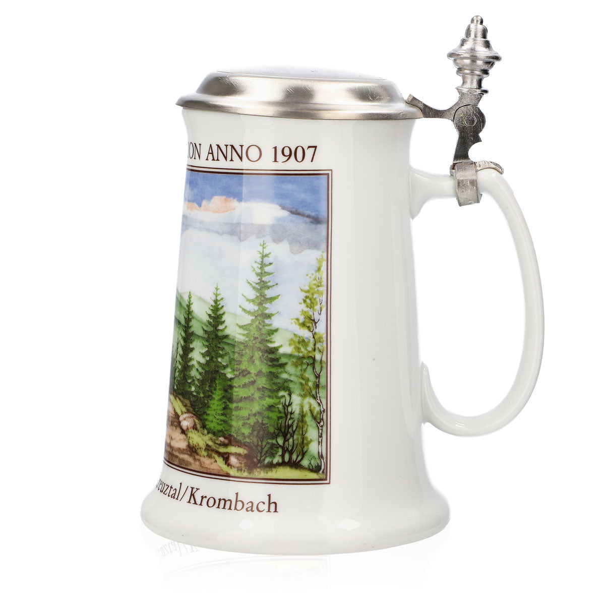 Verre à bière Krombacher Chope annuelle 1992 Chope en grès Seidel Couvercle en étain 0,9 l Chope – Vue 5