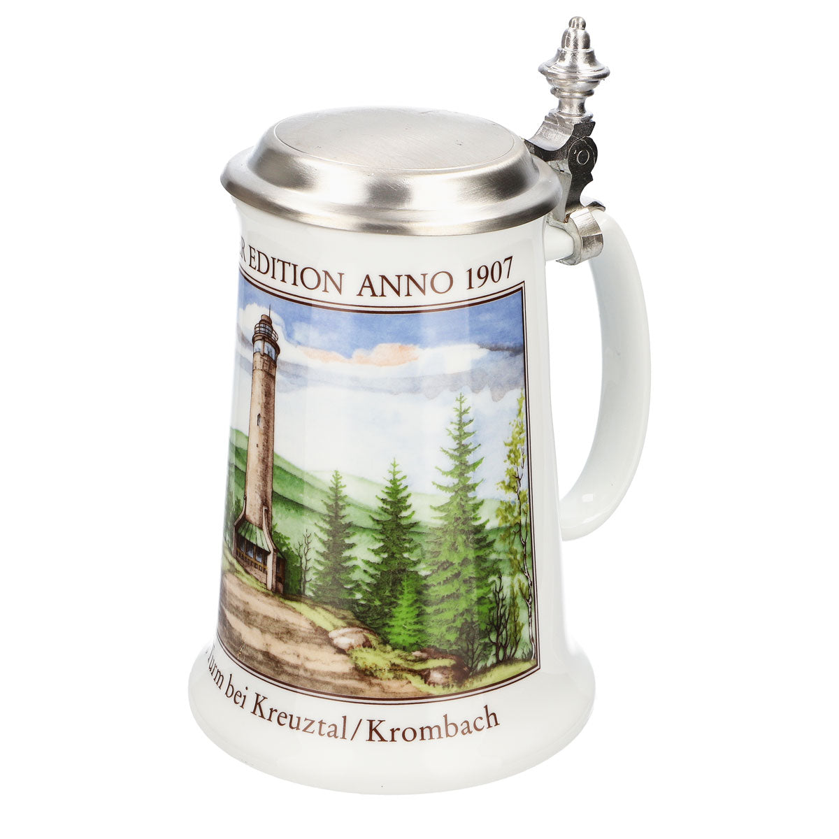 Verre à bière Krombacher Chope annuelle 1992 Chope en grès Seidel Couvercle en étain 0,9 l Chope – Vue 6