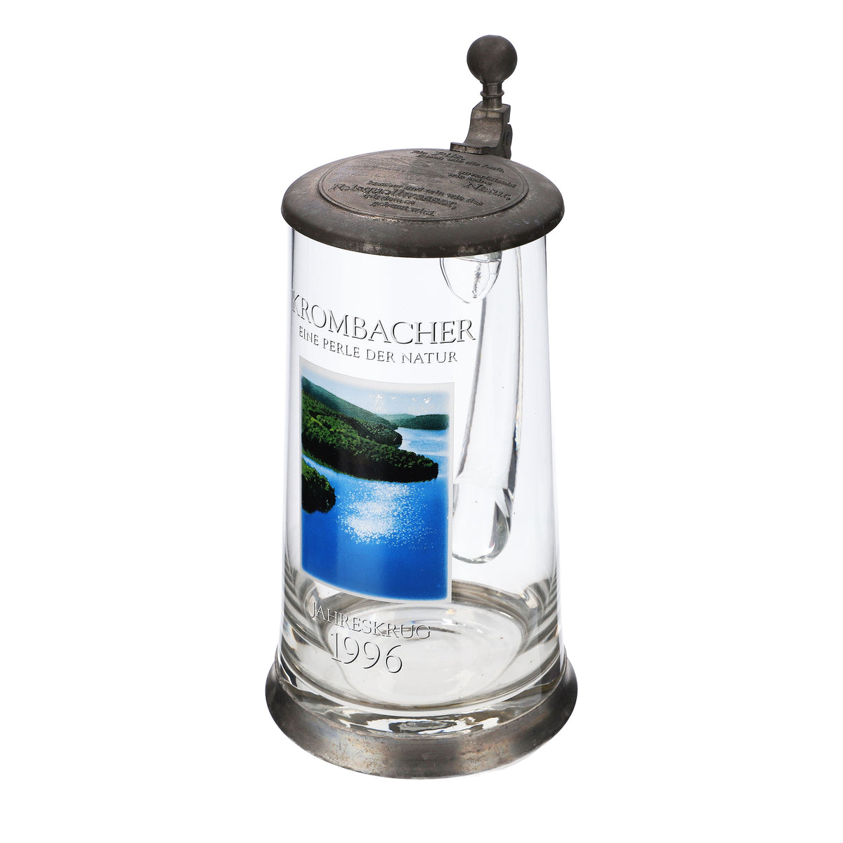 Verre à bière Krombacher Chope annuelle 1996 Verres Seidel Couvercle en étain 0,9 l Chope – Vue 6